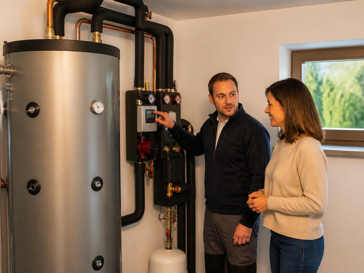 Fertig installierte Solarthermie-Anlage mit Kombispeicher